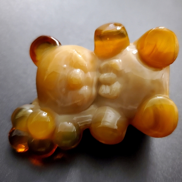 Vntg Boyd "Patrick the Bear" Honey & Beige Slag Glass - Picture 5 of 7